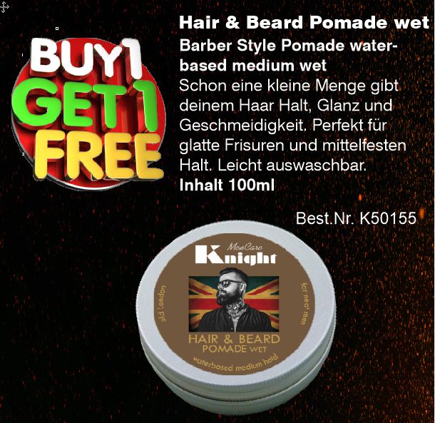 KNIGHT Hair & Beard Pomade wet - 1x kaufen + 1 gratis erhalten